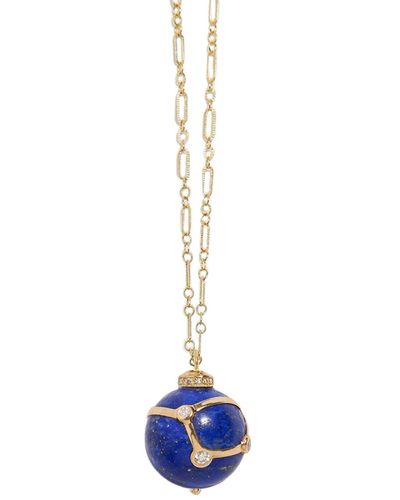 Pamela Love Lapis And Diamond Big Dipper Pendant Yellow Gold Necklace - Blue