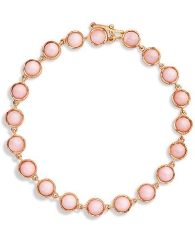 Irene Neuwirth Cabochon Pink Opal Petite Classic Link Rose Gold Bracelet