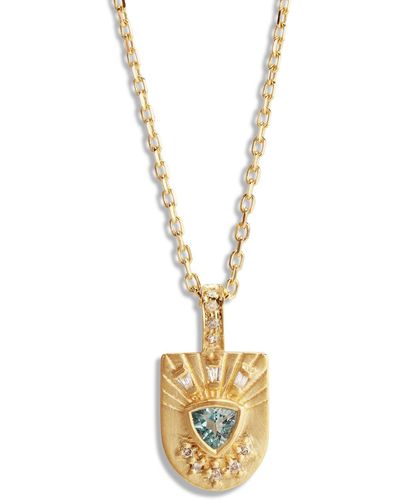 Celine Daoust Trillian Aquamarine And Diamond Totem Yellow Gold Necklace - Metallic