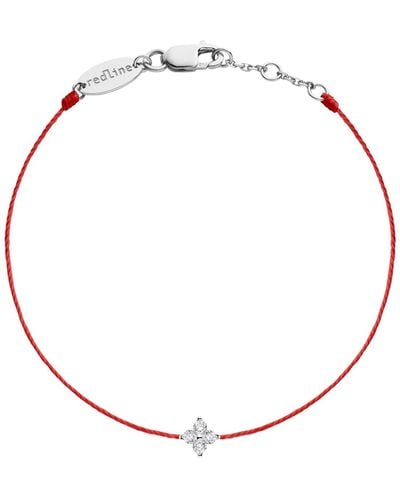 RedLine Shiny Red String Diamond White Gold Bracelet - Metallic