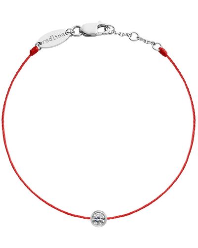 RedLine Pure String Diamond Red String White Gold Bracelet - Metallic