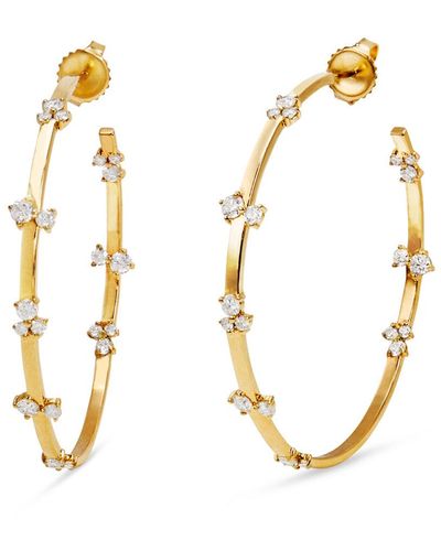 Sydney Evan Large Diamond Cocktail Bar Yellow Gold Hoop Earrings - Metallic
