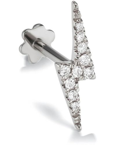 Maria Tash 11mm Diamond Lighting Bolt Thread Through White Gold Single Earring - Metallic