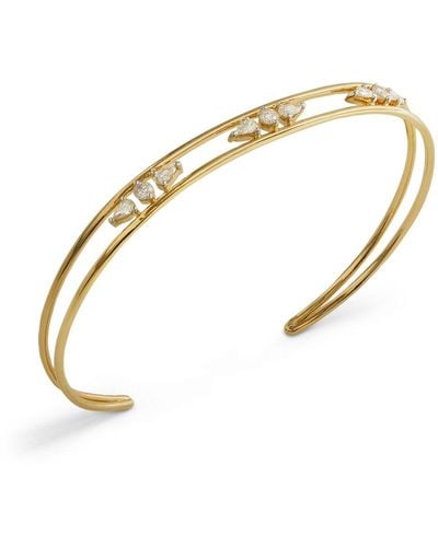 Joanna Dahdah Triple Pear And Round Diamond Yellow Gold Bangle Bracelet - White