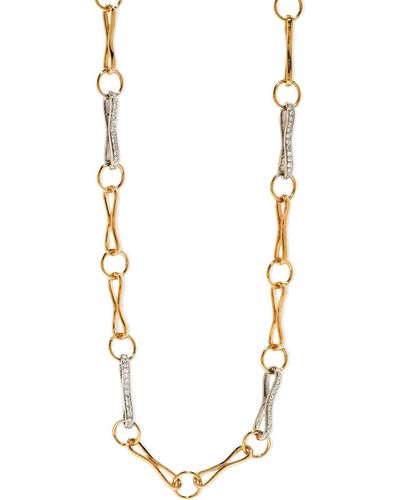 Azlee Large Circle Pavé Diamond Links Handmade Chain Yellow Gold Necklace, 16 - Metallic