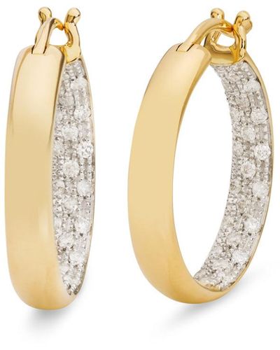 Yvonne Léon Thick Diamond Yellow Gold Hoop Earrings - White