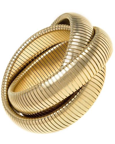 Janis Savitt High Polished Gold Large Triple Cobra Bracelet - Metallic