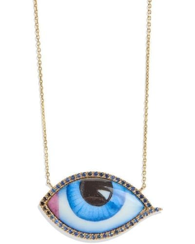 Lito Grand Bleu Enamel, Diamond And Sapphire Yellow Gold Necklace - Blue