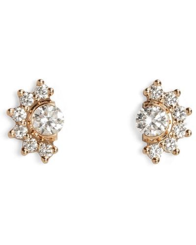 Nouvel Heritage Mystic Diamond Rose Gold Stud Earrings - White