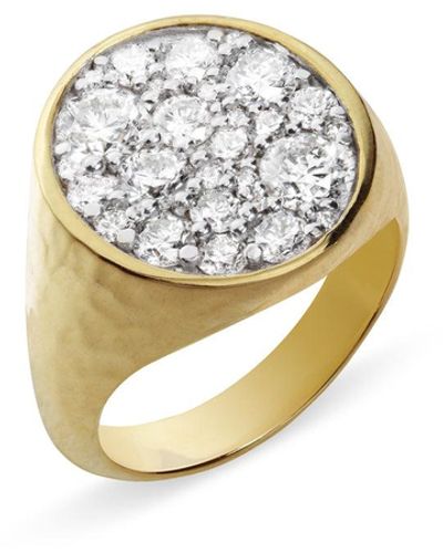 Octavia Elizabeth The Octavia Diamond Signet Yellow Gold Ring - Metallic