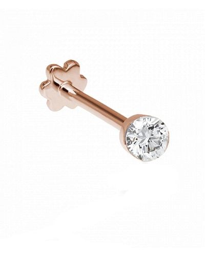 Maria Tash 3mm Invisible Diamond Thread Through Rose Gold Single Earring - Metallic