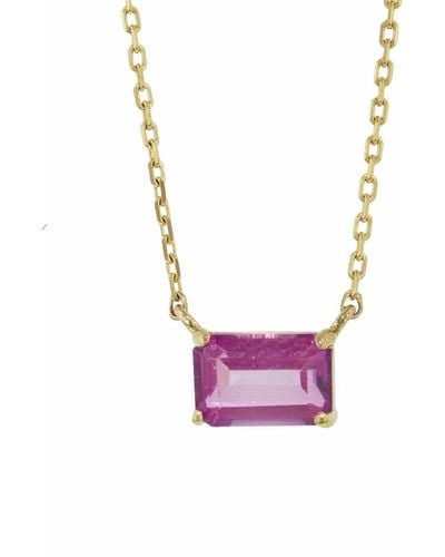 KALAN by Suzanne Kalan Emerald Cut Pink Topaz Yellow Gold Necklace