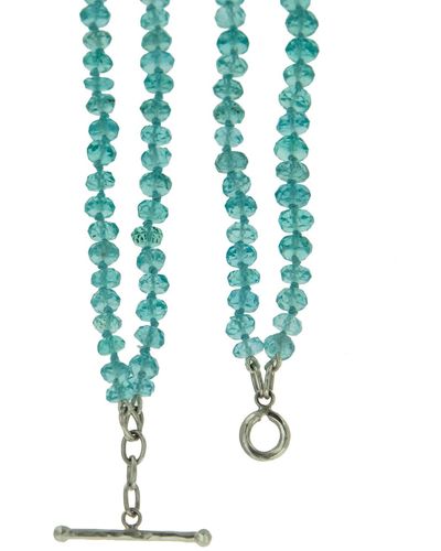 Cathy Waterman Apatite Beaded Double Strand Platinum Necklace - Green
