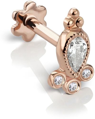 Maria Tash 5mm Diamond Delia Thread Through Rose Gold Single Earring - Metallic