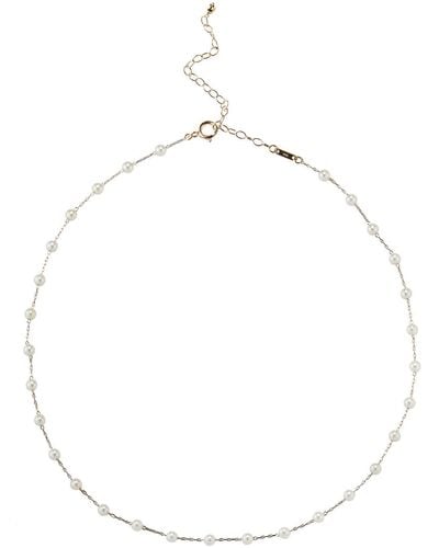 Mizuki Akoya Pearl Yellow Gold Chain Choker Necklace - White