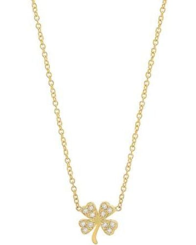 Jennifer Meyer Mini Diamond Clover Yellow Gold Necklace - Metallic