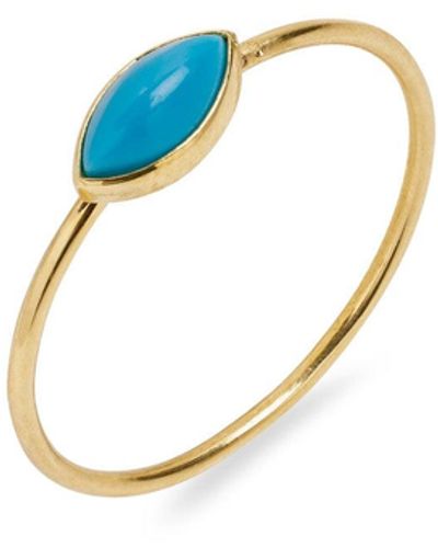 Jennifer Meyer Turquoise Marquise Yellow Gold Ring, 5 - Blue
