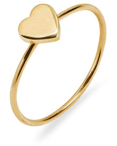 Jennifer Meyer Mini Heart Yellow Gold Ring, 5 - White