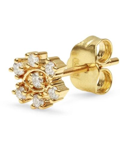 Sydney Evan Diamond Marquis Eye Flower Yellow Gold Single Stud Earring - Metallic