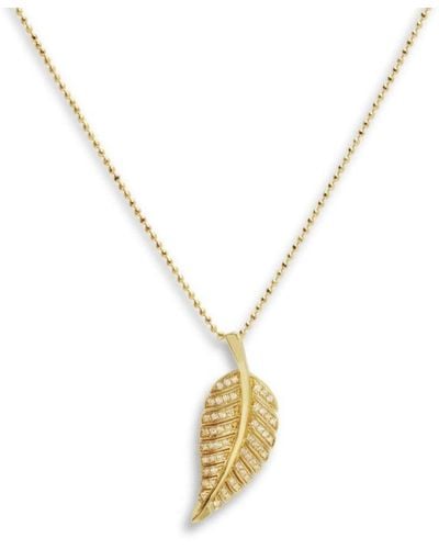 Jennifer Meyer Diamond Leaf Yellow Gold Necklace - Metallic