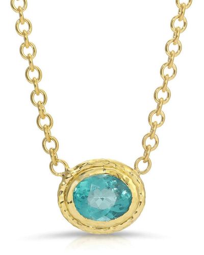 Octavia Elizabeth Horseshoe Bay Apatite Yellow Gold Necklace - Blue