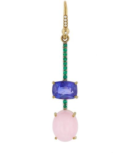 Irene Neuwirth Pink Opal, Blue Sapphire, And Emerald Pavé Yellow Gold Single Drop Earring - Multicolor