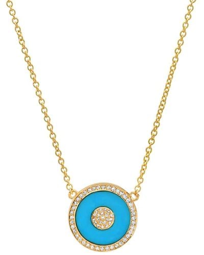 Jennifer Meyer Mini Turquoise Inlay And Diamond Evil Eye Necklace - Blue