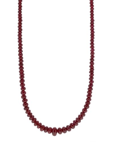 Azlee Rich Ruby Beaded Yellow Gold Necklace, Stock - Pink