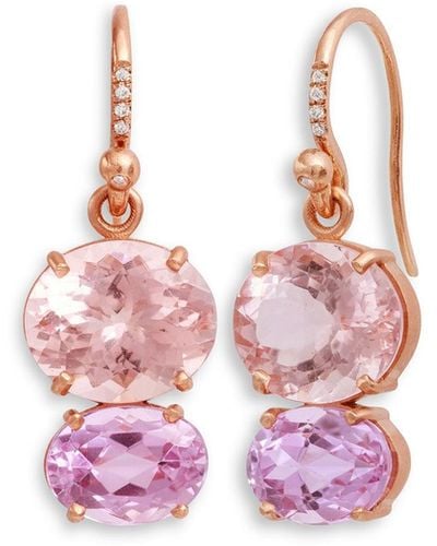 Irene Neuwirth Gemmy Gem Morganite & Kunzite Rose Gold Earrings - Pink