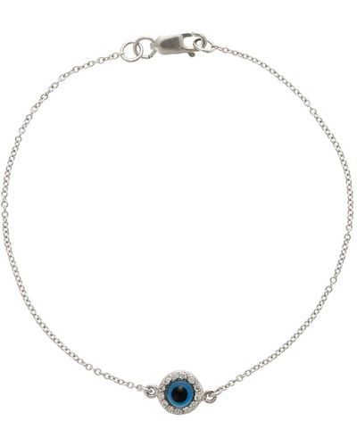 Ileana Makri Diamond And Glass Double Evil Eye White Gold Bracelet, Stock