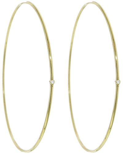 Jennifer Meyer Large Diamond Yellow Gold Hoop Earrings - Metallic