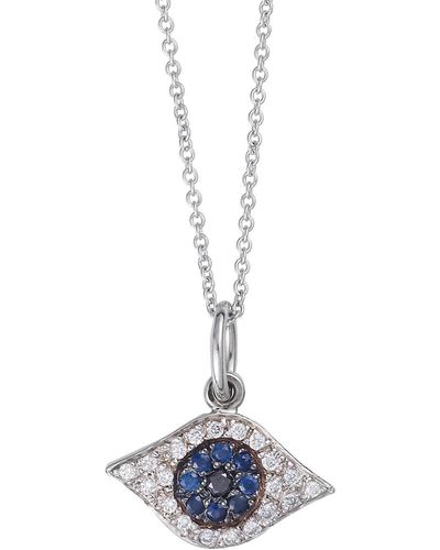Ileana Makri Blue Sapphire And Diamond Kitten Eye Pendant White Gold Necklace, Stock
