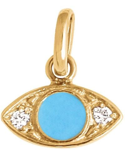 Gigi Clozeau Diamond Turquoise Resin Yellow Gold Eye Charm - Metallic