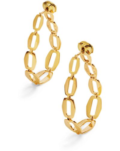 Lito Oval Chain Yellow Gold Hoop Earrings - Metallic
