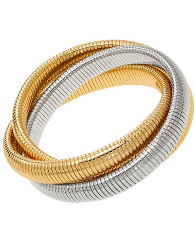 Janis Savitt Small Yellow Gold And Rhodium Triple Cobra Bracelet - Metallic