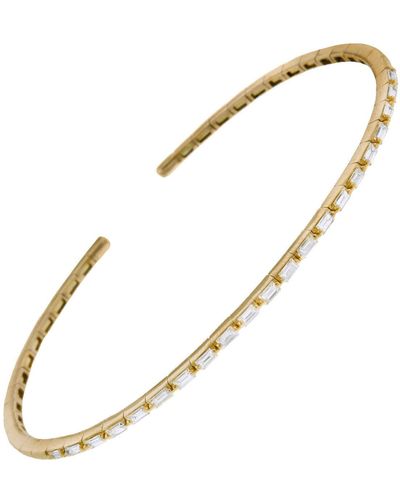 Suzanne Kalan Medium Flexible Thin Diamond Yellow Gold Bangle Bracelet, Stock - Metallic