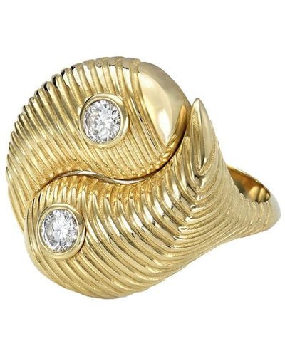 Retrouvai All Yellow Gold Yin Yang Ring, 7 - Metallic