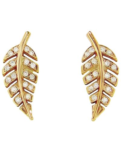 Jennifer Meyer Diamond Mini Leaf Stud Earrings - Metallic
