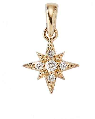 Mizuki Small Diamond Starburst Yellow Gold Charm - Metallic