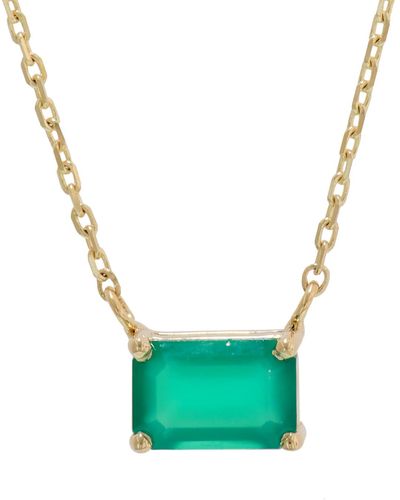KALAN by Suzanne Kalan Emerald Green Onyx Baguette Yellow Gold Necklace