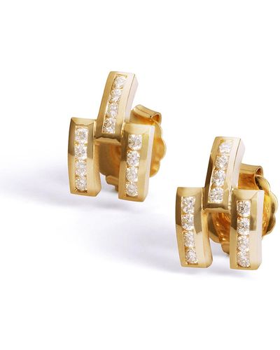 Retrouvai Diamond Magna Yellow Gold Earrings - Metallic