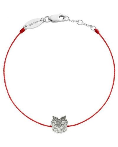 RedLine Mini Ryu Dragon Red String White Gold Bracelet - Metallic