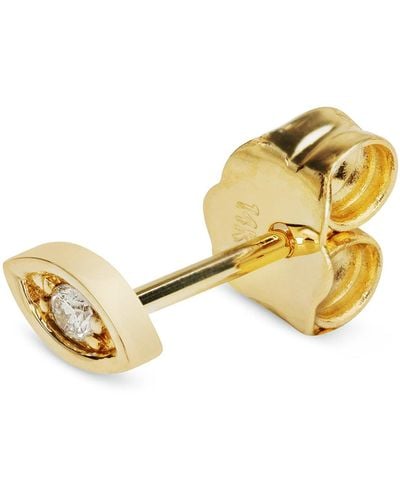 Sydney Evan Marquis Diamond Yellow Gold Single Stud Earring - Metallic