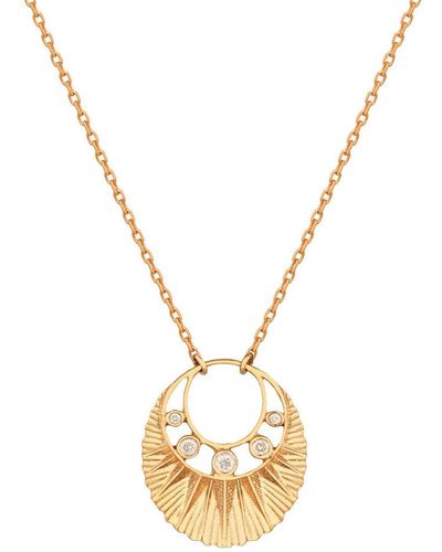 Celine Daoust Five Diamond Moon Crescent Yellow Gold Necklace - Metallic