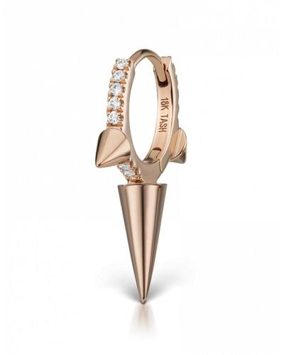 Maria Tash 8mm Diamond Triple Spike Rose Gold Single Hoop Earring - Metallic