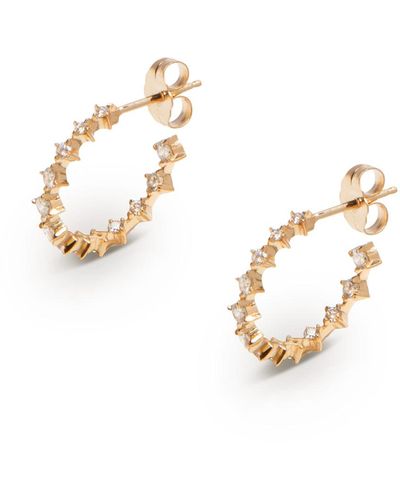 Lizzie Mandler Small Graduated Eclat Diamond Yellow Gold Hoop Earrings - Metallic