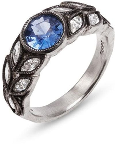 Cathy Waterman Blue Sapphire Platinum Garland Ring