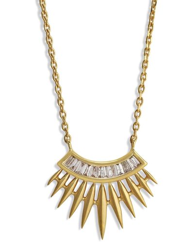 Celine Daoust Rising Sun Baguette Diamond Yellow Gold Necklace - Metallic