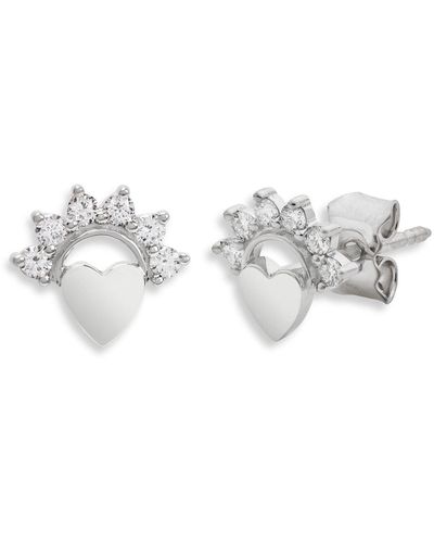 Nouvel Heritage Small Love Diamond White Gold Stud Earrings