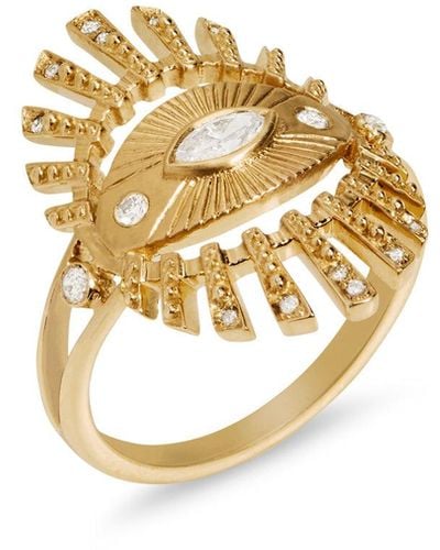 Celine Daoust Marquise Diamond Eye & Sun Beams Yellow Gold Ring - Metallic